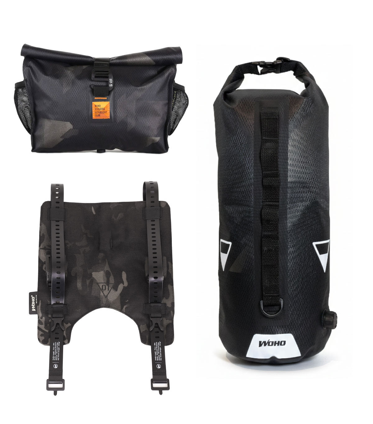 XTOURING Handlebar Bag System (Harness+Dry Bag+Acc Pack Dry) Cyber-Camo Diamond Black
